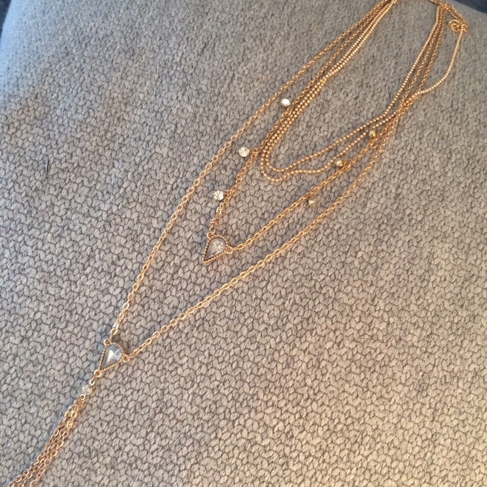 Crystal Teardrop Layered Necklace - Picture 3 of 6